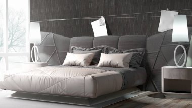 Modern parlak iç. 3D render