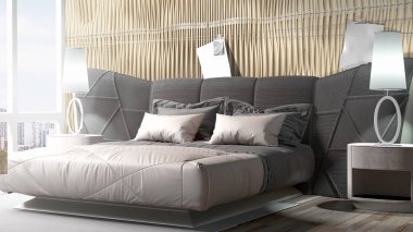 Modern parlak iç. 3D render