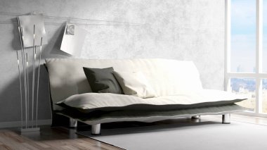 Modern parlak iç. 3D render