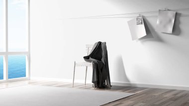 Modern parlak iç. 3D render