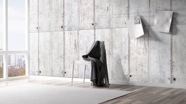 Modern parlak iç. 3D render