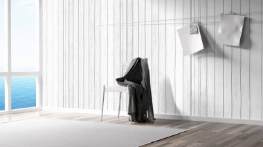 Modern parlak iç. 3D render