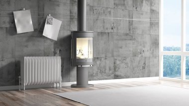 Modern parlak iç. 3D render