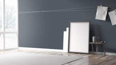 Modern parlak iç. 3D render