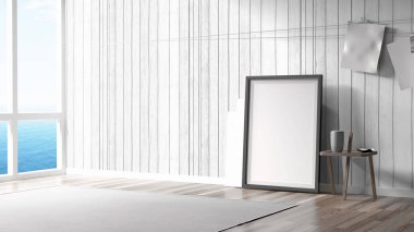 Modern parlak iç. 3D render