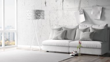 Modern parlak iç. 3D render