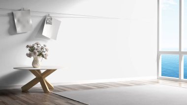 Modern parlak iç. 3D render