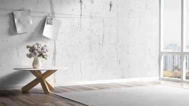 Modern parlak iç. 3D render