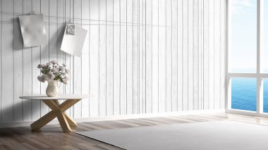 Modern parlak iç. 3D render