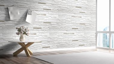 Modern parlak iç. 3D render