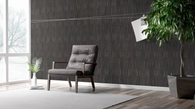 Modern parlak iç. 3D render