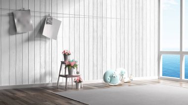 Modern parlak iç. 3D render