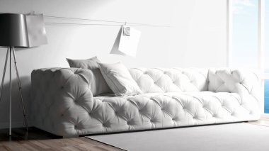 Modern parlak iç. 3D render