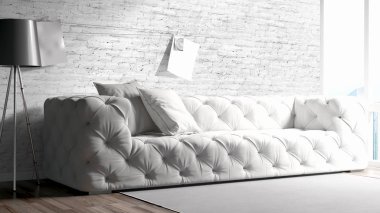 Modern parlak iç. 3D render