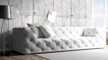 Modern parlak iç. 3D render