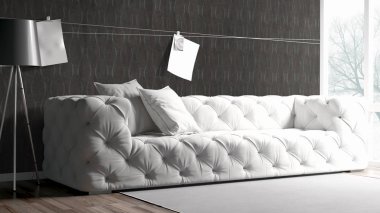 Modern parlak iç. 3D render