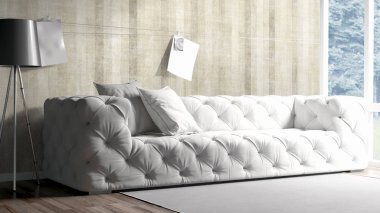 Modern parlak iç. 3D render