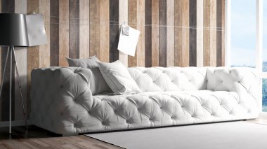 Modern parlak iç. 3D render