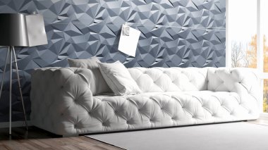 Modern parlak iç. 3D render