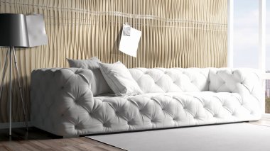 Modern parlak iç. 3D render