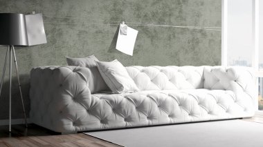 Modern parlak iç. 3D render