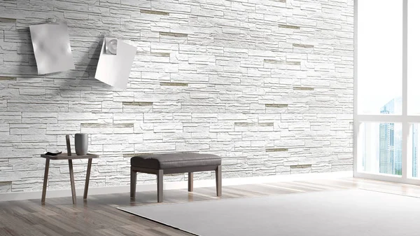 Modern parlak iç. 3D render