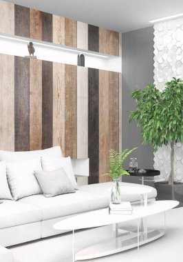 Modern parlak iç. 3D render