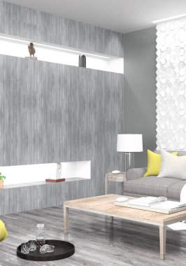 Modern parlak iç. 3D render