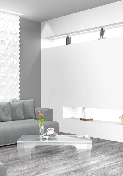 Moderne lichte interieur. 3D-rendering — Stockfoto