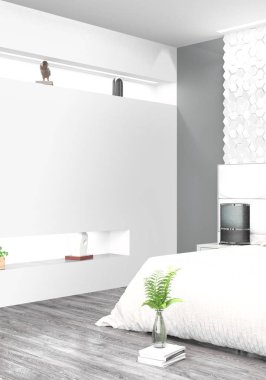 Modern parlak iç. 3D render