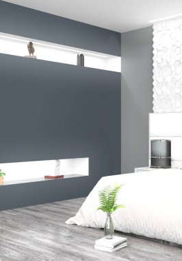 Modern parlak iç. 3D render
