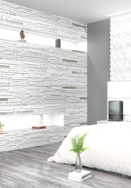 Modern parlak iç. 3D render