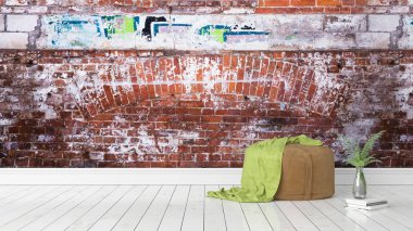 Modern parlak iç. 3D render