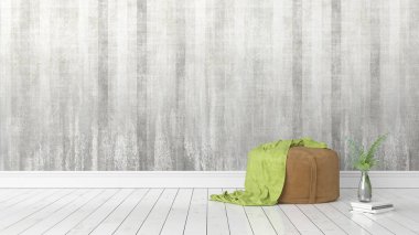 Modern parlak iç. 3D render