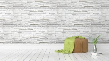 Modern parlak iç. 3D render