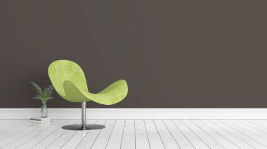 Modern parlak iç. 3D render