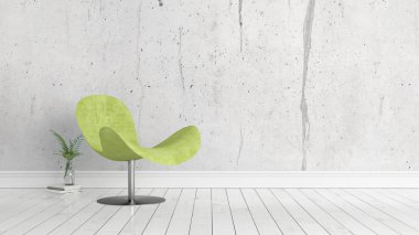 Modern parlak iç. 3D render