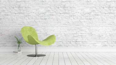 Modern parlak iç. 3D render