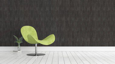 Modern parlak iç. 3D render