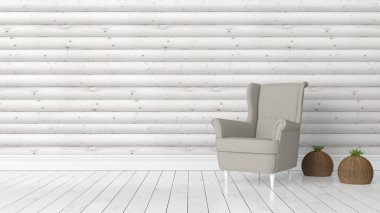 Modern parlak iç. 3D render