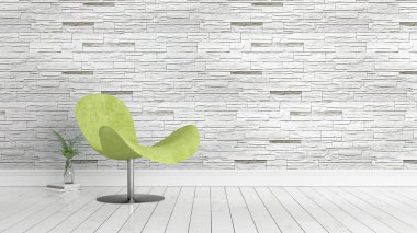 Modern parlak iç. 3D render