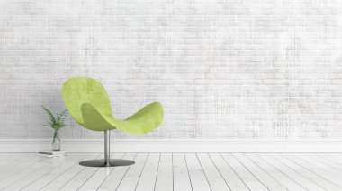 Modern parlak iç. 3D render