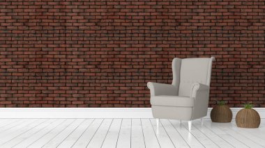 Modern parlak iç. 3D render