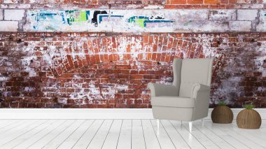 Modern parlak iç. 3D render