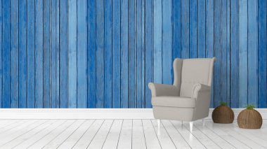 Modern parlak iç. 3D render