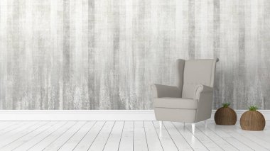 Modern parlak iç. 3D render