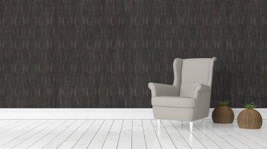 Modern parlak iç. 3D render