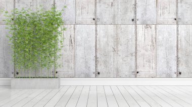 Modern parlak iç. 3D render