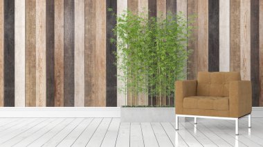 Modern parlak iç. 3D render