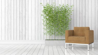 Modern parlak iç. 3D render